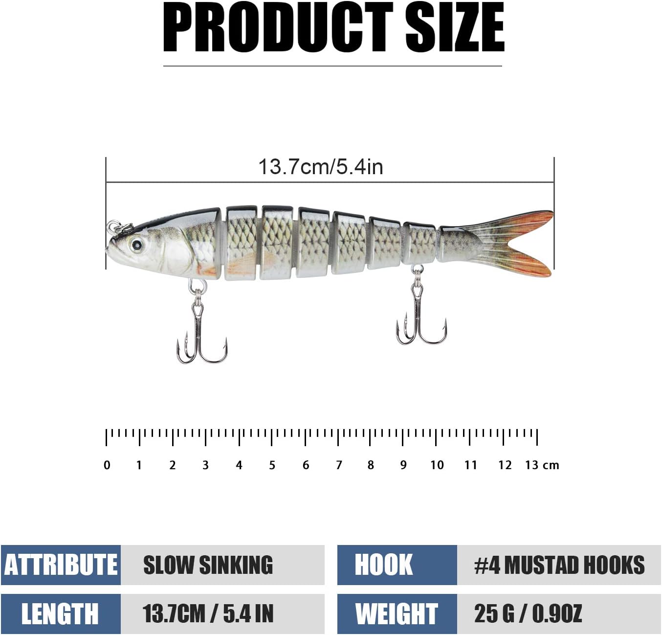 Naturgo Swimmax Easy Catch Fishing Lures with BKK Hooks, Wiggling, Vibrating, Rattling and Gurgling for More Bite, Heavy-Duty Dyneema Fiber Jointed Swimbaits for Bass, Trout, Walleye, Crappie, Pike - 图片 8