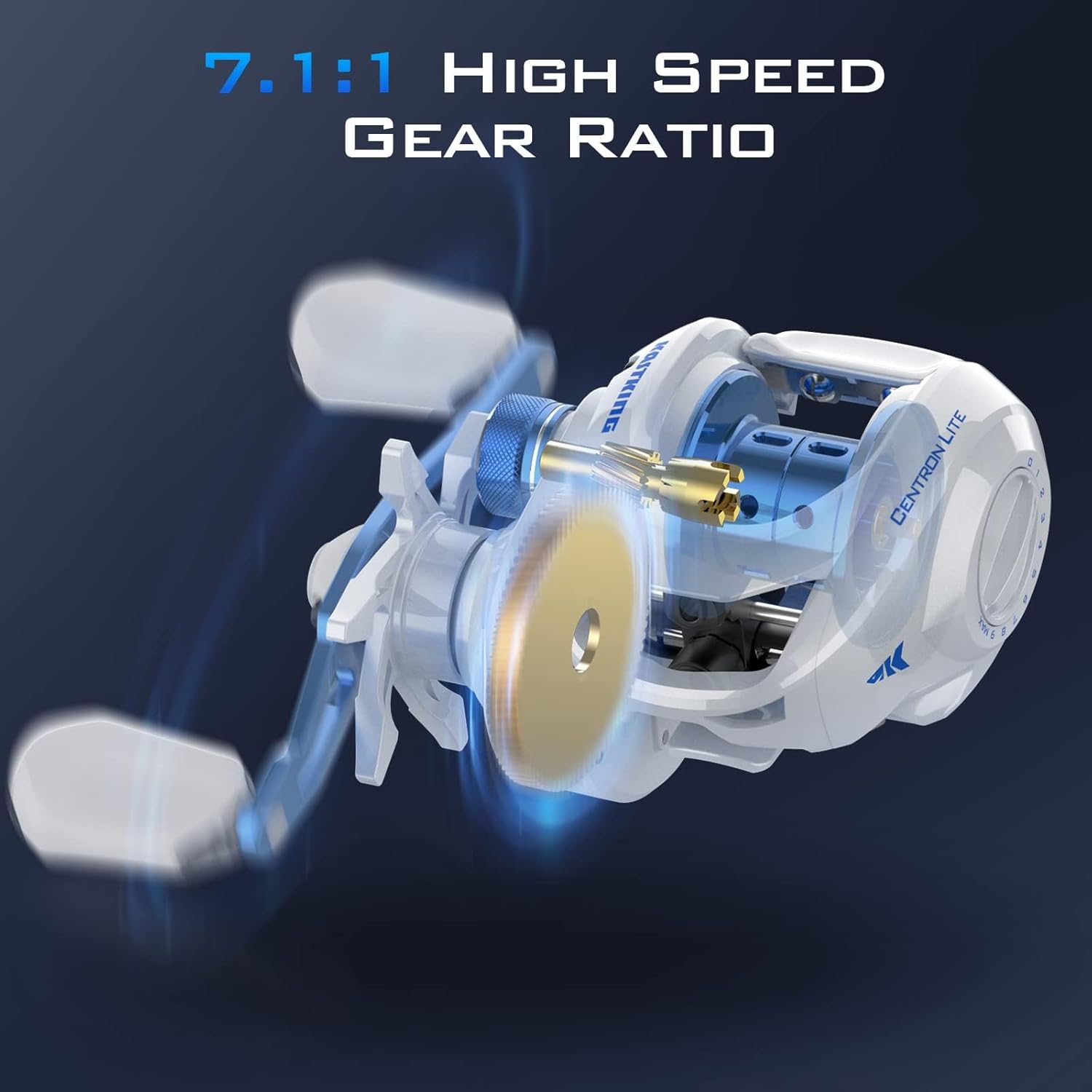 Naturgo Centron Lite Baitcasting Fishing Reel – Lightweight, Glass Fiber Infused Nylon Frame – 7.6 OZ – 5 + 1 Anti-Reverse Ball Bearings, 7.1:1 High-Speed Gear Ratio Fishing Reel with Compact Design - 图片 9