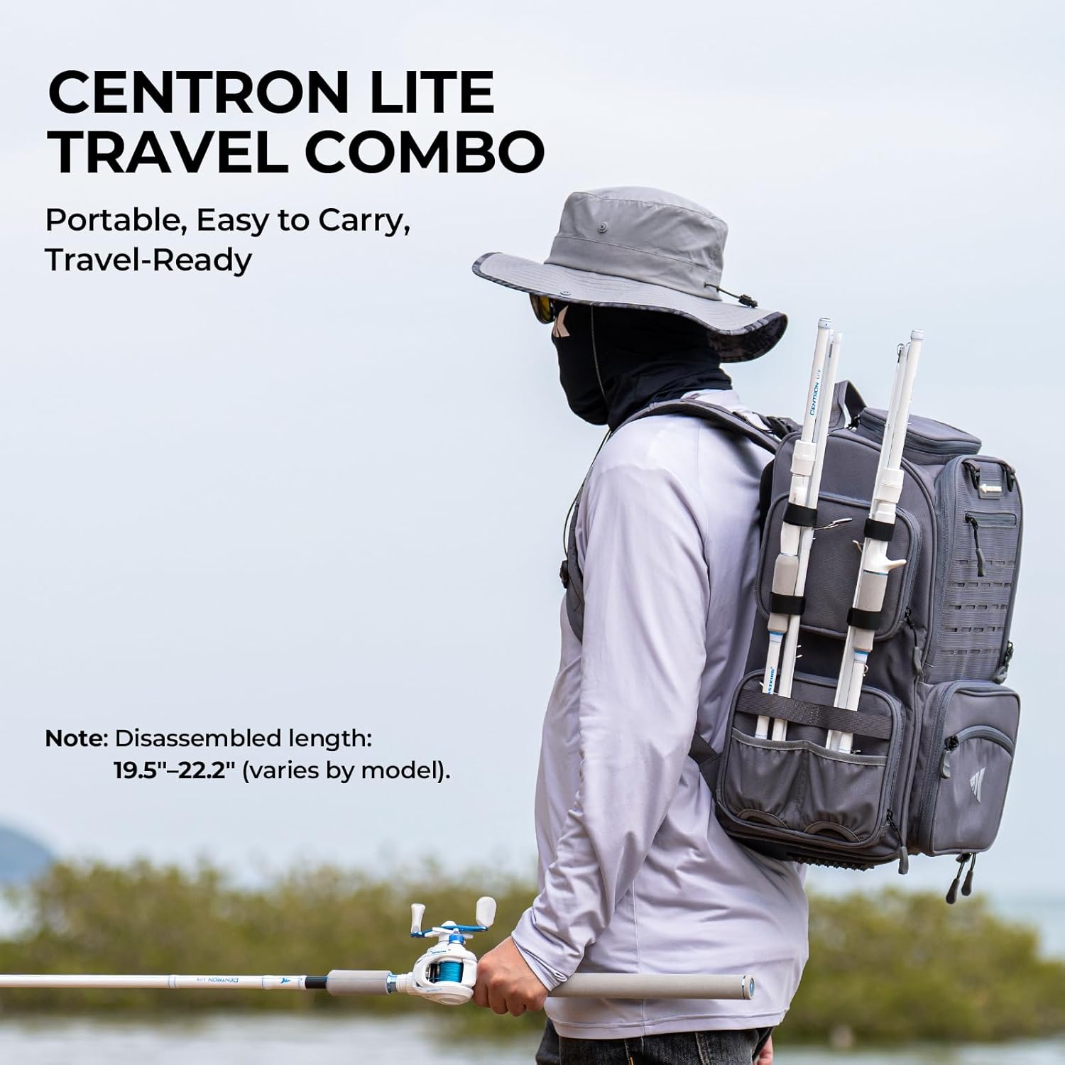 Naturgo Centron Lite Travel Fishing Rod and Reel Combo, Packable Twin-Tips Spinning & Baitcaster Combos, Lightweight IM6 Graphite, Portable Multi-Piece Kit for Bass Trout, Freshwater Travel - 图片 15
