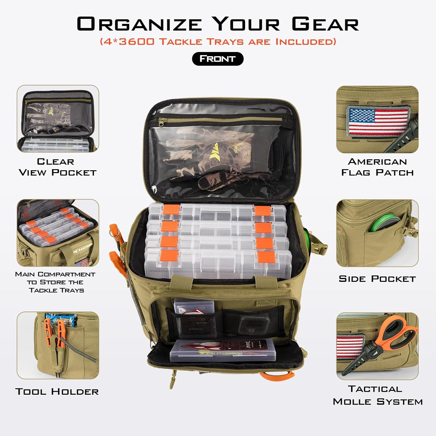 Naturgo Karryall Fishing Tackle Bags with 4 * 3600 Tackle Trays - Saltwater & Freshwater Fishing Gear Storage - 图片 4