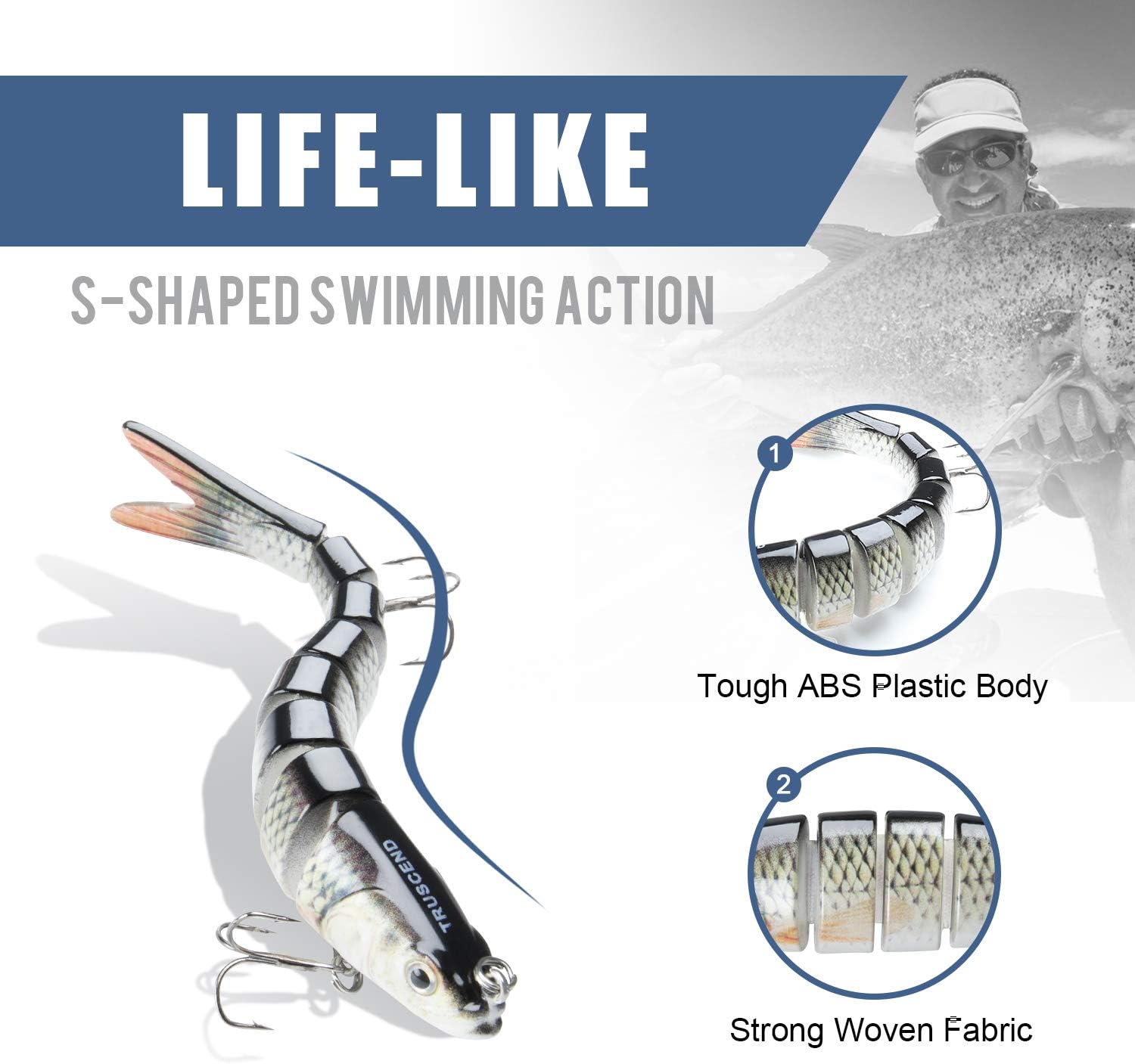 Naturgo Swimmax Easy Catch Fishing Lures with BKK Hooks, Wiggling, Vibrating, Rattling and Gurgling for More Bite, Heavy-Duty Dyneema Fiber Jointed Swimbaits for Bass, Trout, Walleye, Crappie, Pike - 图片 6