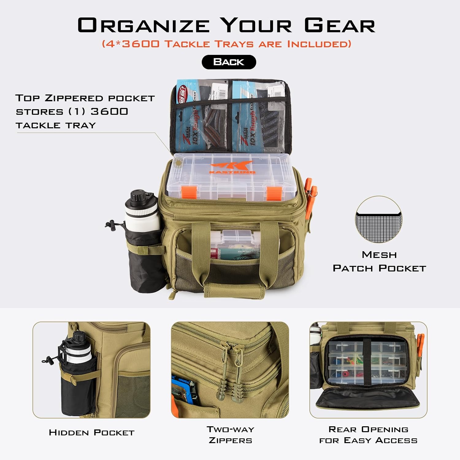 Naturgo Karryall Fishing Tackle Bags with 4 * 3600 Tackle Trays - Saltwater & Freshwater Fishing Gear Storage - 图片 5