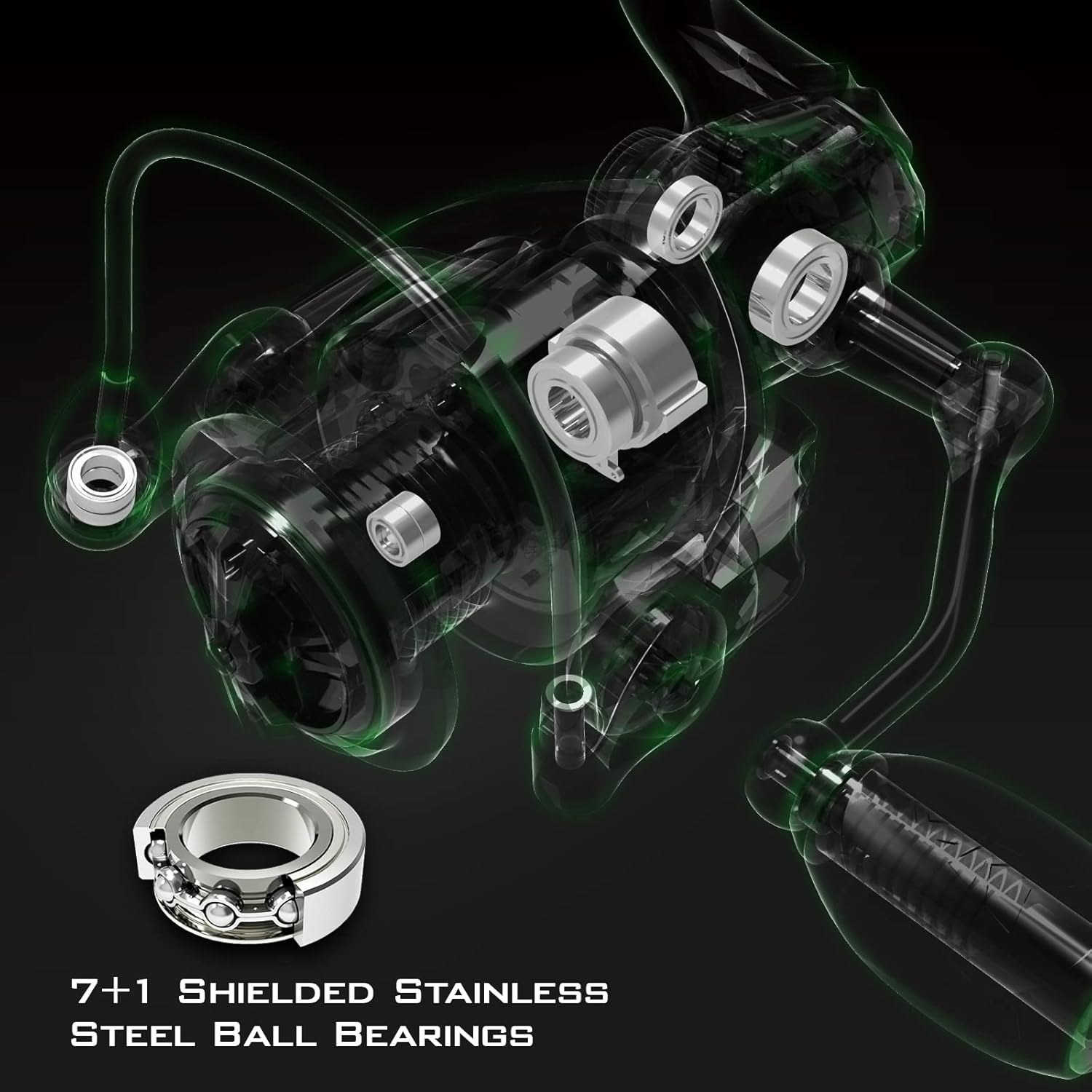 Naturgo Spartacus II Spinning Reel – Sealed Carbon Fiber 22LBs Max Drag – 7+1 Stainless BB for Saltwater&Freshwater – 5.2:1 Gear Ratio – Size 500&1000 Perfect for Ice Fishing - 图片 7