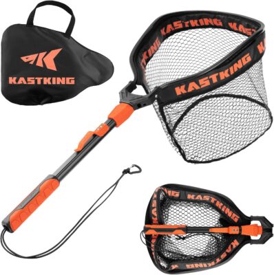 Naturgo Titanet Fishing Net, Durable Aluminum Handle, Non-Slip Hi-Vis Grip, Compact Bag & Lanyard, Ideal for Kayak, Lake, Fly, or River Fishing, 2 Net Options