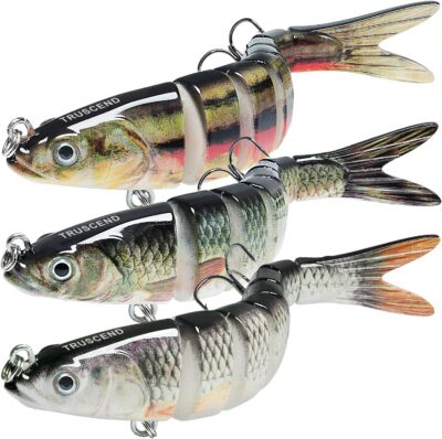 Naturgo Swimmax Easy Catch Fishing Lures with BKK Hooks, Wiggling, Vibrating, Rattling and Gurgling for More Bite, Heavy-Duty Dyneema Fiber Jointed Swimbaits for Bass, Trout, Walleye, Crappie, Pike