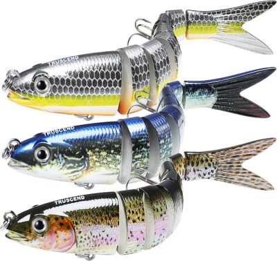 Naturgo Swimmax Easy Catch Fishing Lures with BKK Hooks, Wiggling, Vibrating, Rattling and Gurgling for More Bite, Heavy-Duty Dyneema Fiber Jointed Swimbaits for Bass, Trout, Walleye, Crappie, Pike